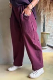 Burlington Stretch Button Pocket Barrel Pant Burgundy